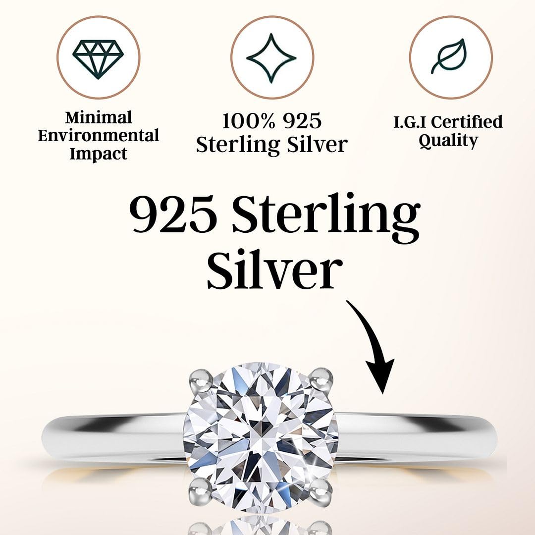 IGI Certified 0.5 4 Carat Lab Grown Diamond Ring for Women E-F Color VS Clarity Solid 14K Gold / Platinum / Sterling Silver Real Cute Engagement Wedding And Anniversary Jewelry Gifts - Image 5