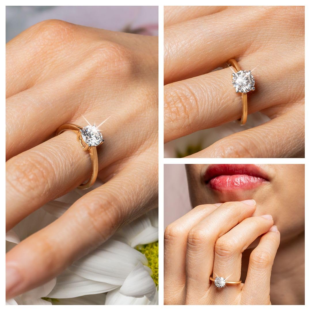 IGI Certified 0.5 4 Carat Lab Grown Diamond Ring for Women E-F Color VS Clarity Solid 14K Gold / Platinum / Sterling Silver Real Cute Engagement Wedding And Anniversary Jewelry Gifts - Image 3