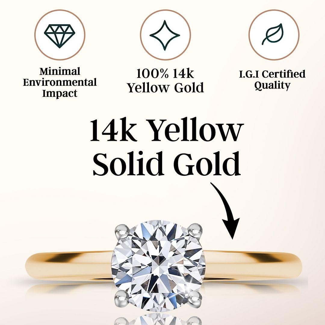 IGI Certified 0.5 4 Carat Lab Grown Diamond Ring for Women E-F Color VS Clarity Solid 14K Gold / Platinum / Sterling Silver Real Cute Engagement Wedding And Anniversary Jewelry Gifts - Image 5