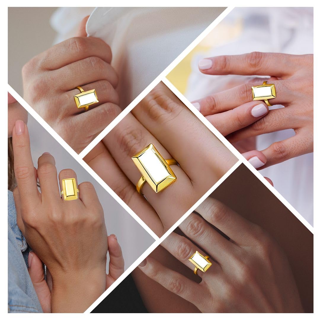 ILIANA 18K Solid Gold Ring 2.5 Grams Real Yellow Gold Bar - Wedding Anniversary Engagement Rings Jewelry Gifts - Image 2