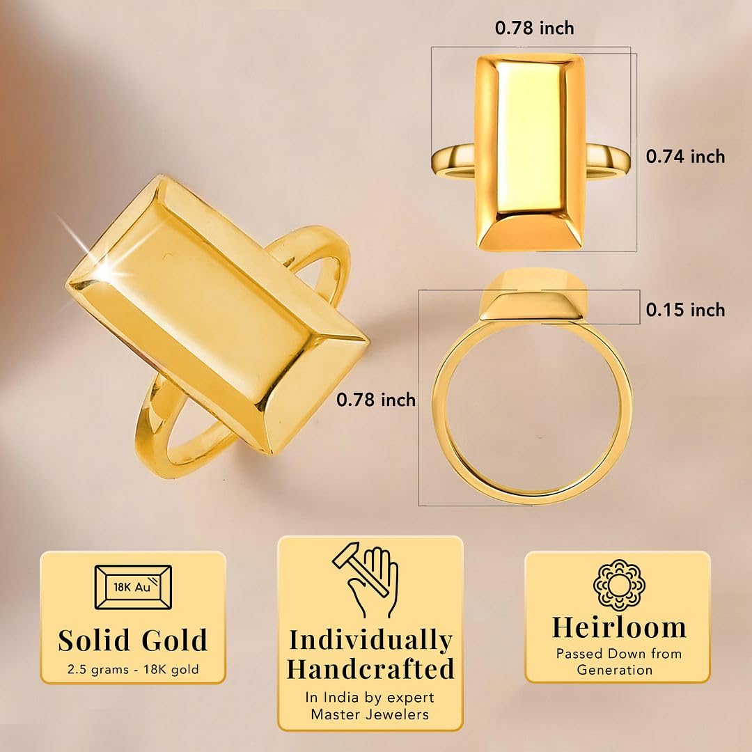 ILIANA 18K Solid Gold Ring 2.5 Grams Real Yellow Gold Bar - Wedding Anniversary Engagement Rings Jewelry Gifts - Image 3