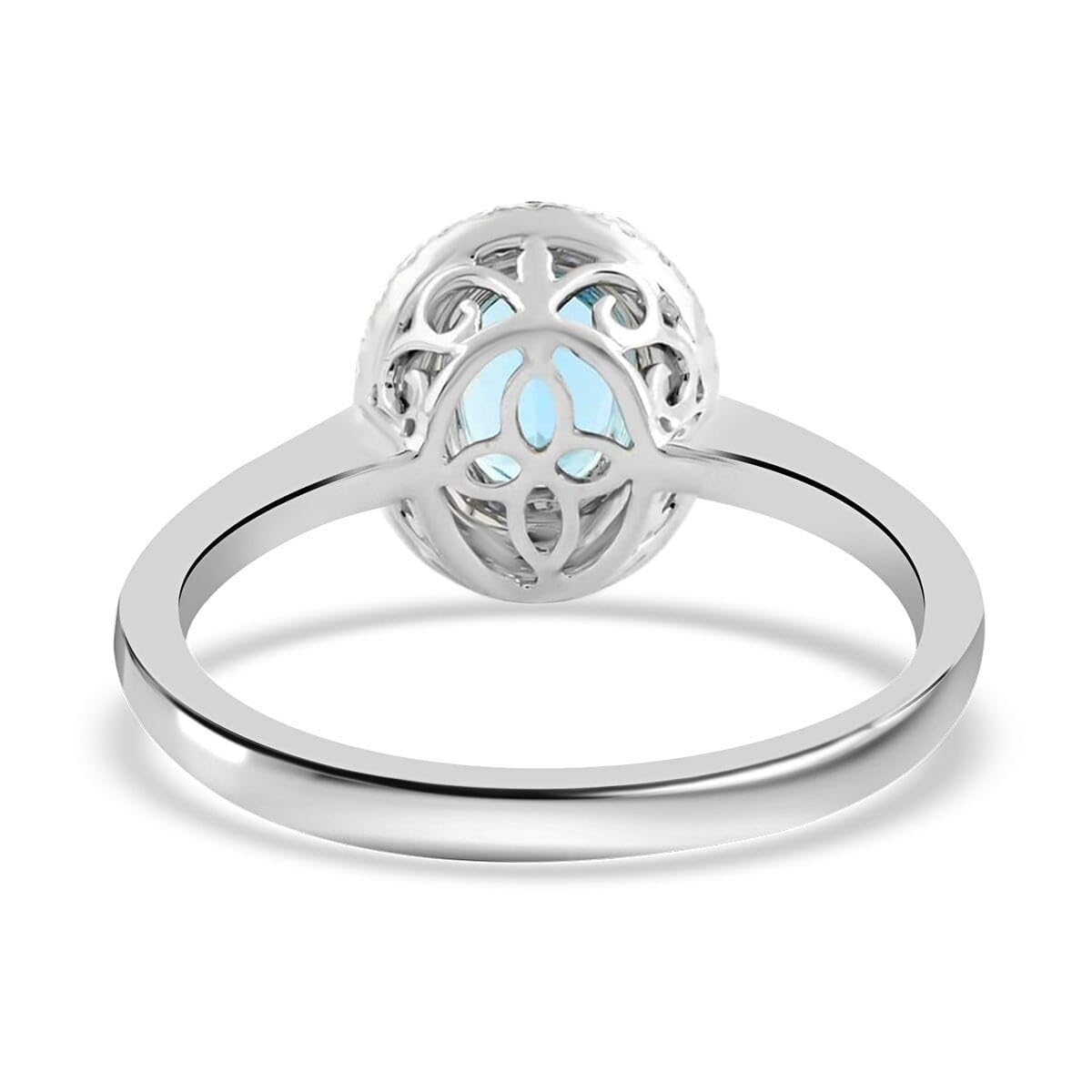 ILIANA AAA Blue Aquamarine White Diamond Oval 18K White Gold Halo Ring for Women Jewelry Size 8 Ct 0.86 G-H Color Si1 Clarity Birthday Christmas Gifts - Image 5