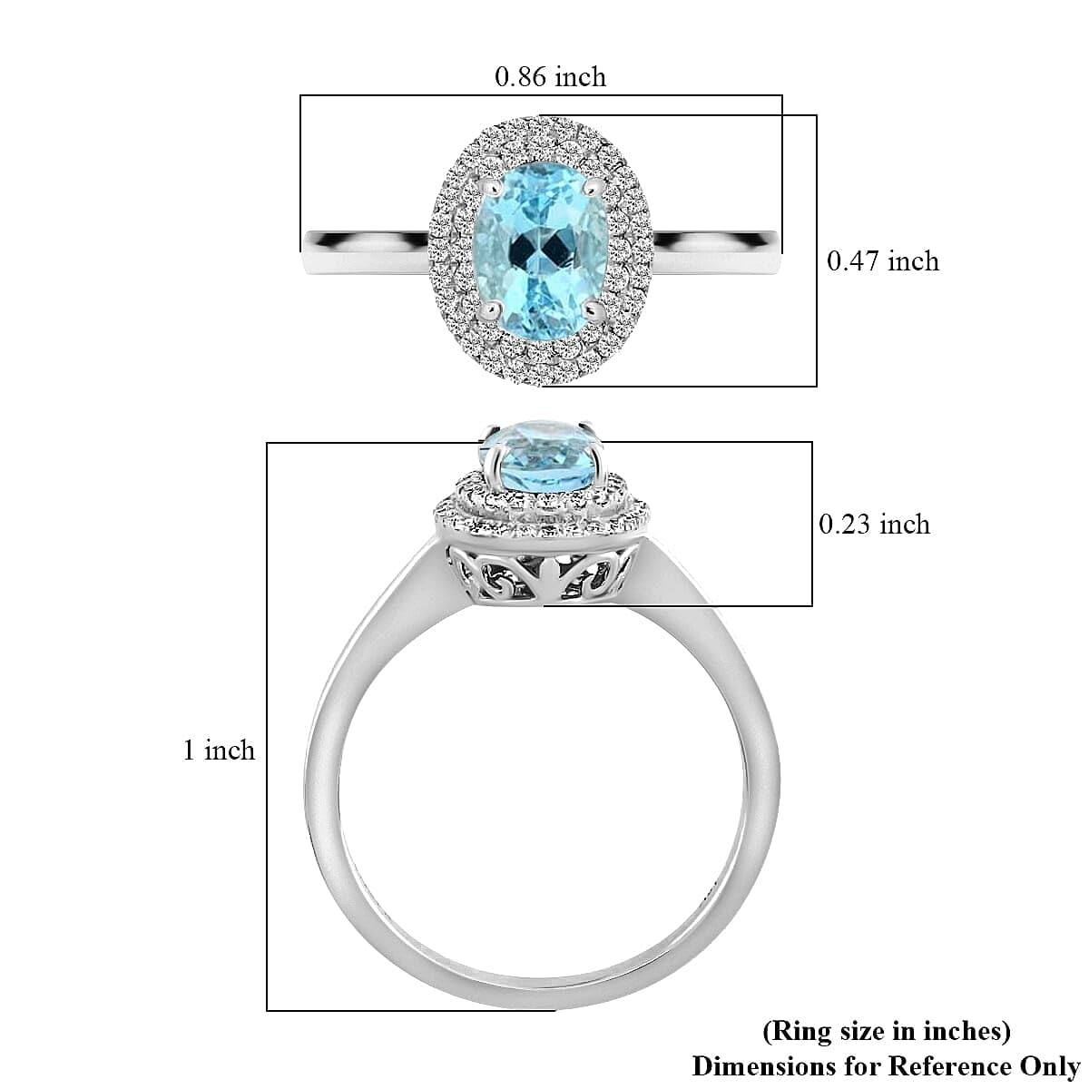 ILIANA AAA Blue Aquamarine White Diamond Oval 18K White Gold Halo Ring for Women Jewelry Size 8 Ct 0.86 G-H Color Si1 Clarity Birthday Christmas Gifts - Image 6