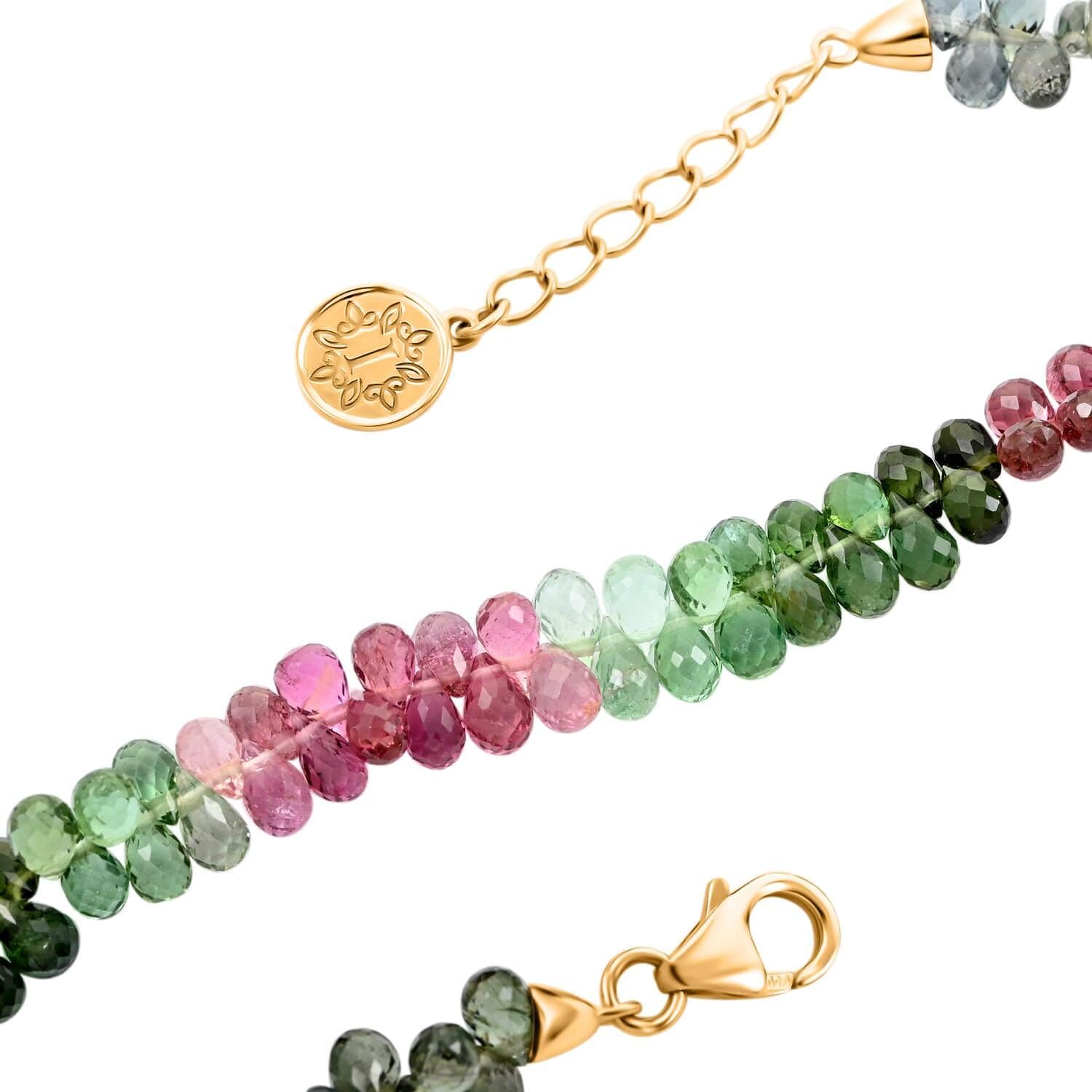 ILIANA AAA Multi-Tourmaline 18K Yellow Chunky Solid Real Gold Jewelry Beaded Bracelet Jewelry Birthday Gifts for Women Ct 32.8 - Image 4