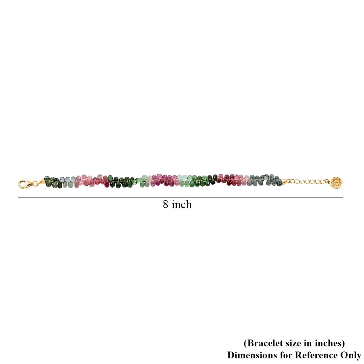 ILIANA AAA Multi-Tourmaline 18K Yellow Chunky Solid Real Gold Jewelry Beaded Bracelet Jewelry Birthday Gifts for Women Ct 32.8 - Image 5