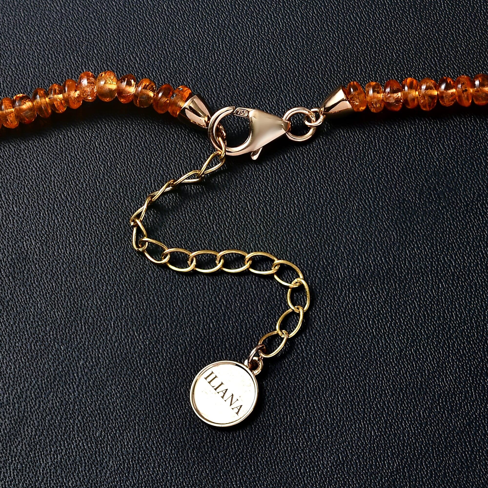 ILIANA AAAA Spessartine Garnet Round Beads 18K Yellow Gold Beaded Necklace for Women Jewelry Size 18-20" Ct 53.3 Birthday Christmas Gifts - Image 4