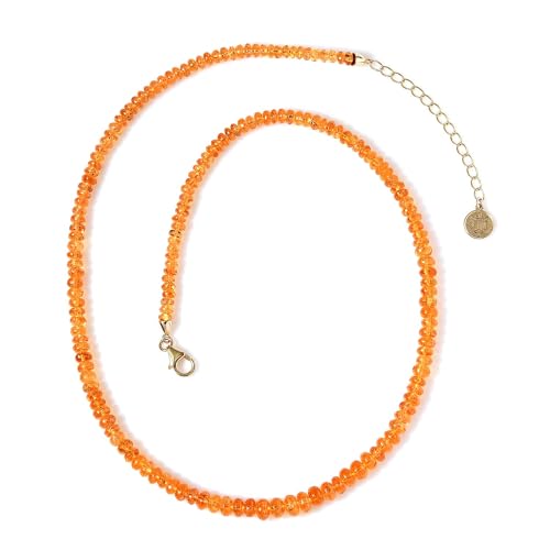 ILIANA AAAA Spessartine Garnet Round Beads 18K Yellow Gold Beaded Necklace for Women Jewelry Size 18-20" Ct 53.3 Birthday Christmas Gifts - Image 6