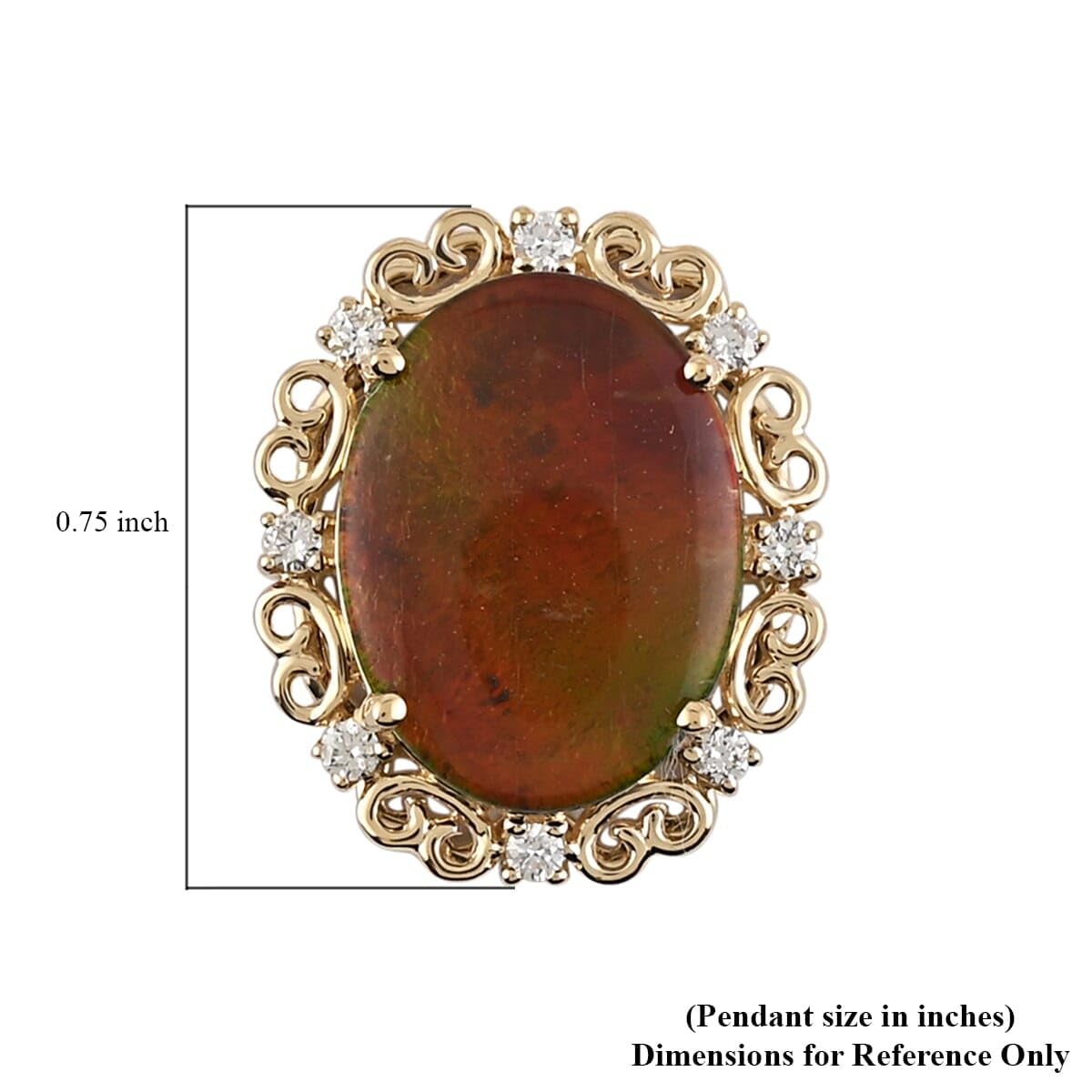 ILIANA Ammolite White Diamond Oval 18K Yellow Gold Bridal Anniversary Pendant for Women Jewelry Birthday Christmas Gifts Ct 4.5 G-H Color SI Clarity - Image 3