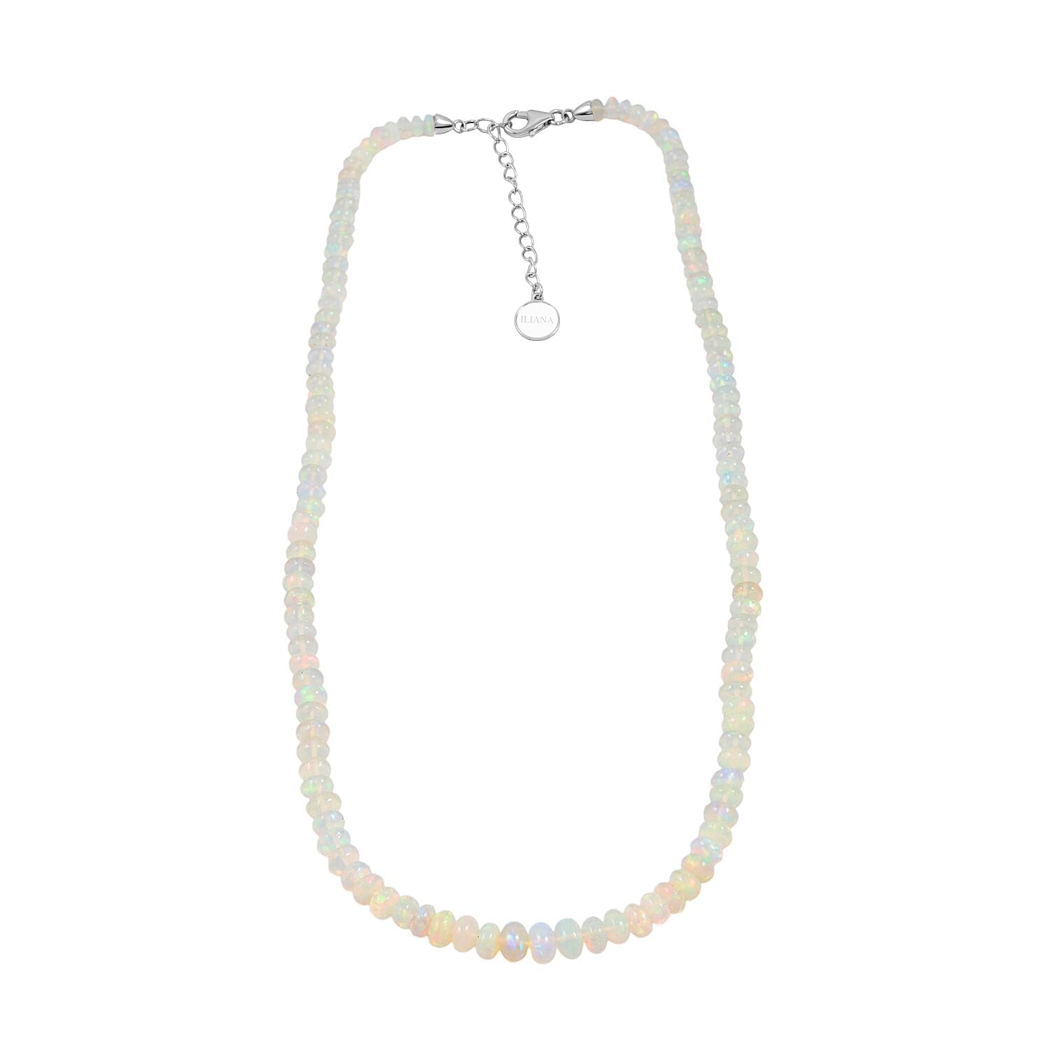 ILIANA Certified and Appraised AAA Welo Opal 62.00 ctw Beaded Necklace in 18K White Gold 18-20 Inches Christmas Gifts - Image 3
