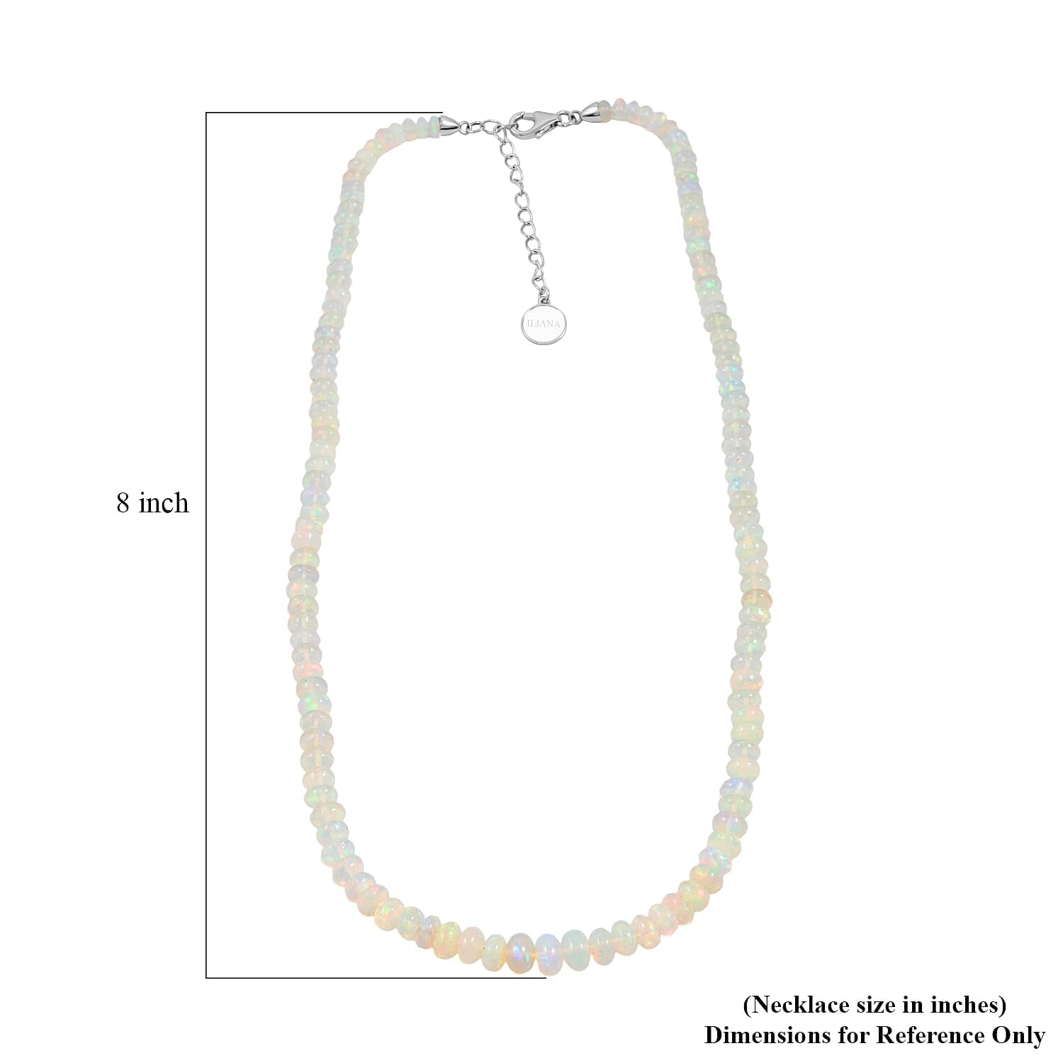 ILIANA Certified and Appraised AAA Welo Opal 62.00 ctw Beaded Necklace in 18K White Gold 18-20 Inches Christmas Gifts - Image 5
