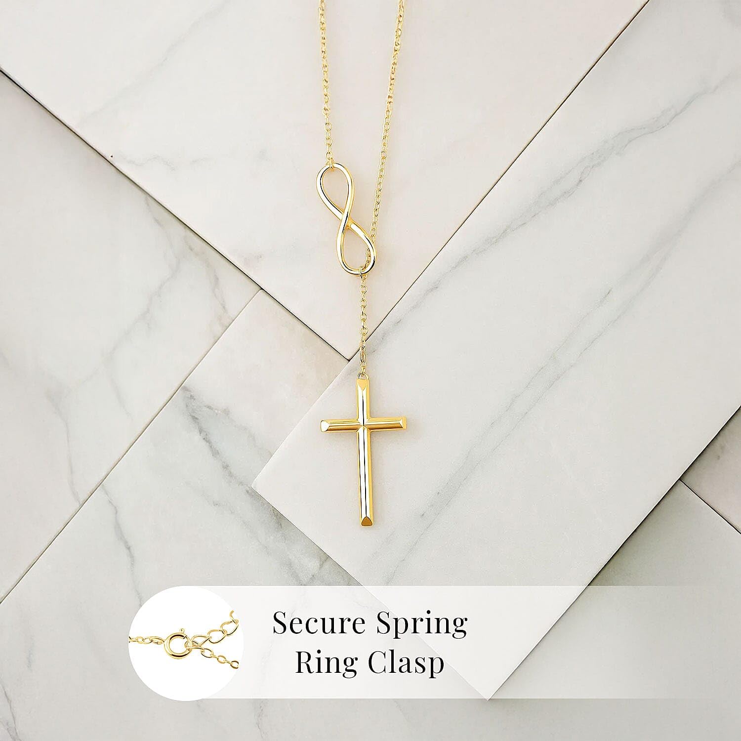 Infinity Cross Lariat Necklace 925 Sterling Silver 18" - Catholic Faith Christian Necklaces Religious Statement Jewelry - Engagement, Wedding, Anniversary - Birthday Christmas Gifts for Womens - Image 4