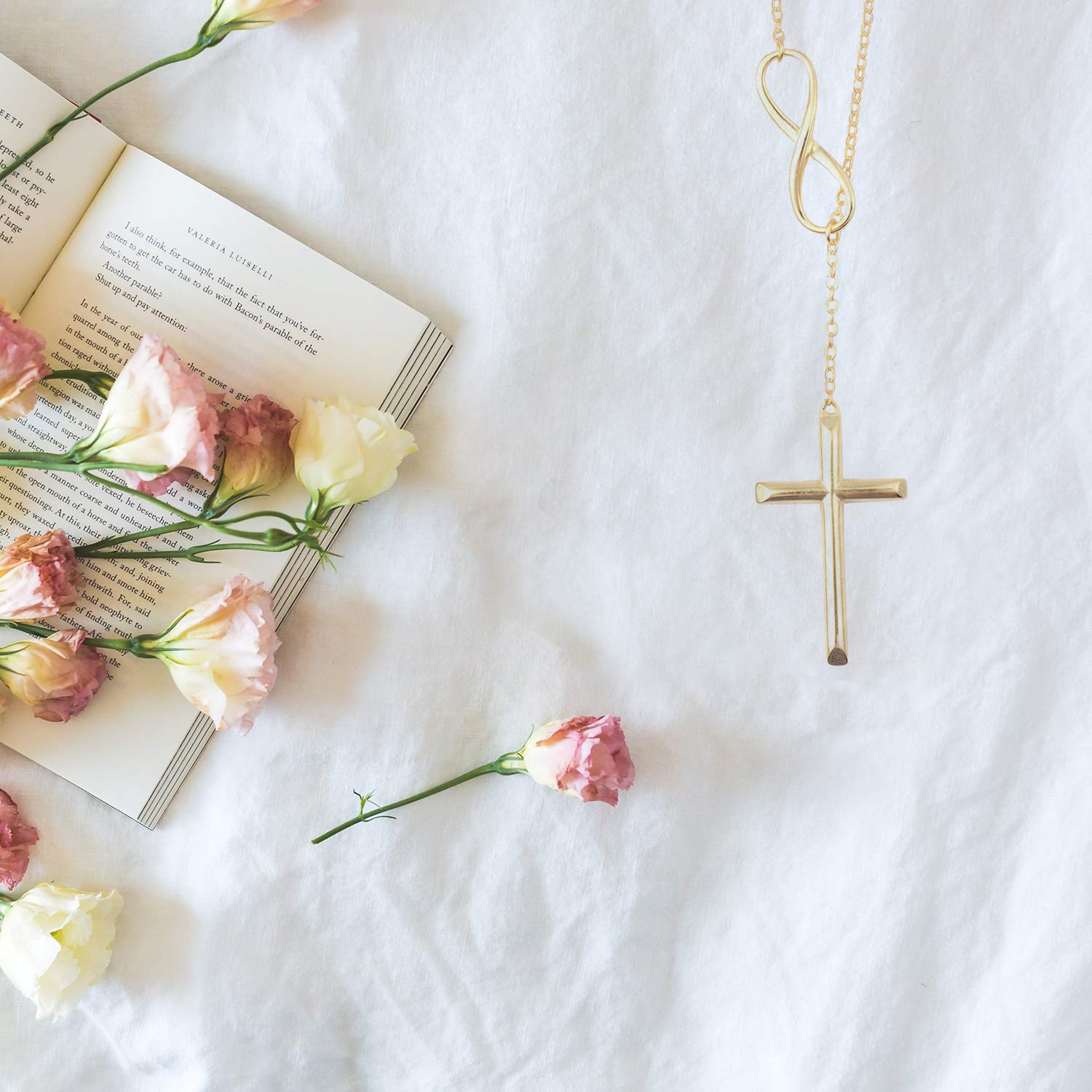 Infinity Cross Lariat Necklace 925 Sterling Silver 18" - Catholic Faith Christian Necklaces Religious Statement Jewelry - Engagement, Wedding, Anniversary - Birthday Christmas Gifts for Womens - Image 6