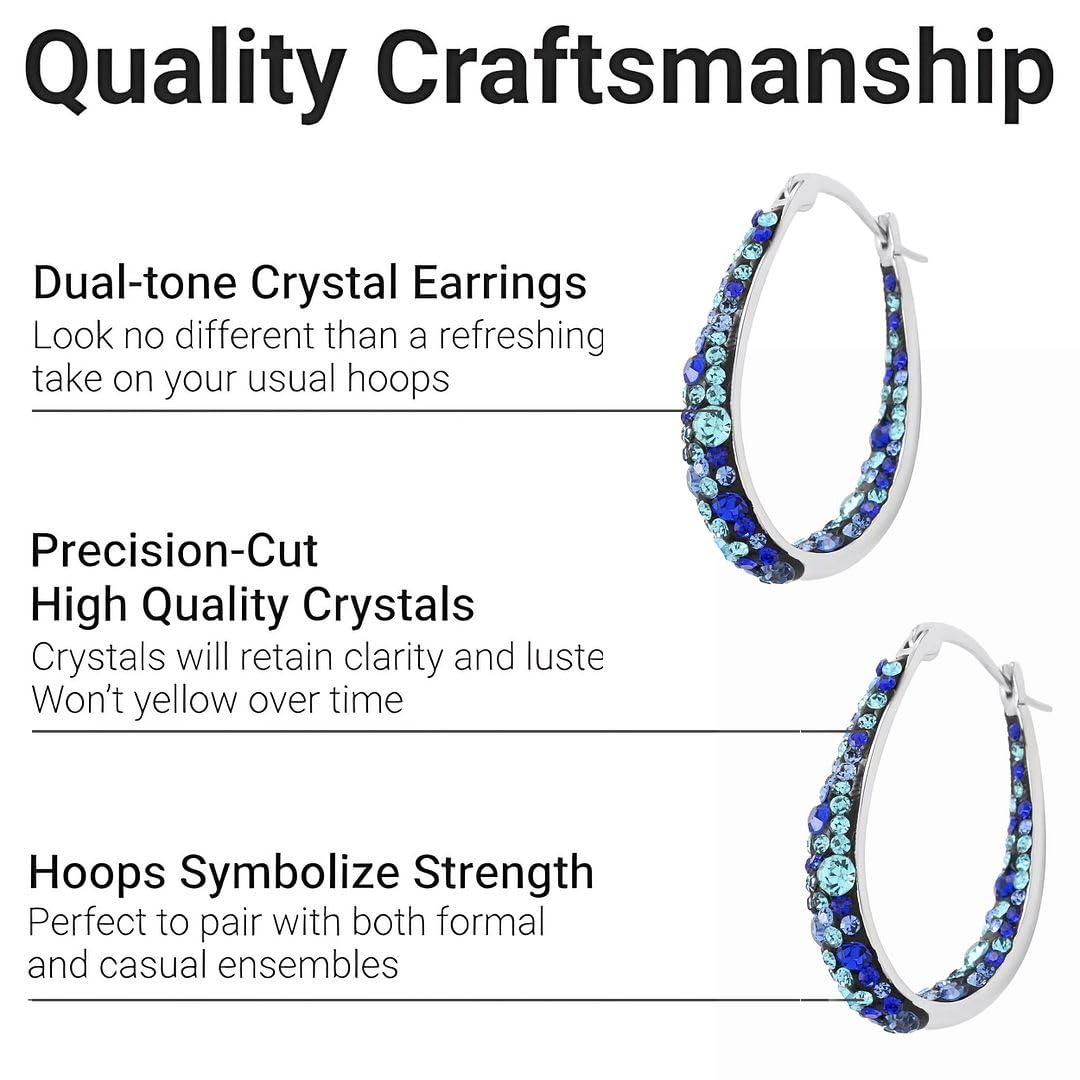 Inside Out Crystal Hoop Earrings for Women - Sparkle Oval Large Big Drop Dangle Earrings - Fun Crystal Jewelry Gifts - Image 4