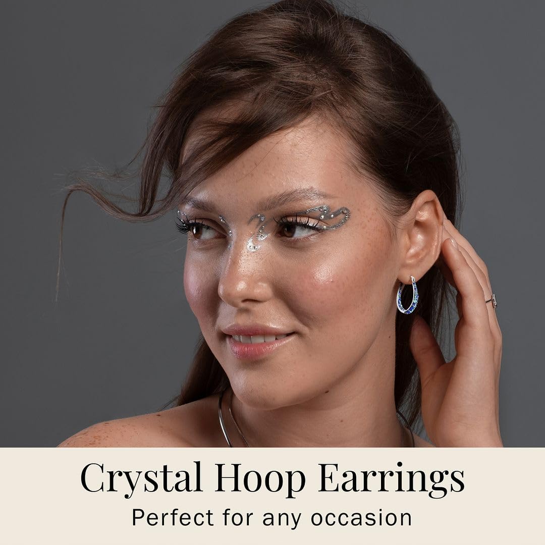 Inside Out Crystal Hoop Earrings for Women - Sparkle Oval Large Big Drop Dangle Earrings - Fun Crystal Jewelry Gifts - Image 6