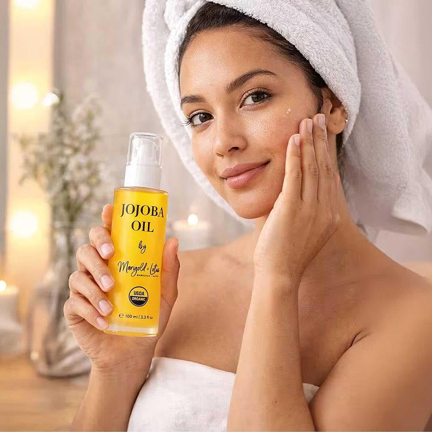 Jojoba Oil Organic Cold Pressed 3.3 oz-USDA Certified 100% Pure Organic for Hair Face Body Skin Natural Moisturizer Hexane-Free Reduce Stretch Marks Vitamin E Carrier Oils Christmas Gifts - Image 2