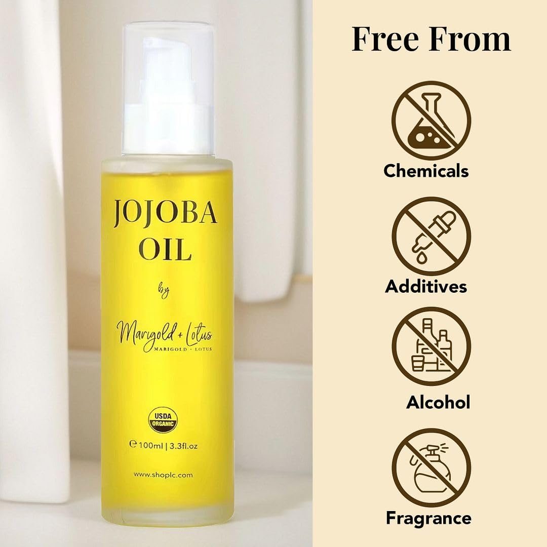 Jojoba Oil Organic Cold Pressed 3.3 oz-USDA Certified 100% Pure Organic for Hair Face Body Skin Natural Moisturizer Hexane-Free Reduce Stretch Marks Vitamin E Carrier Oils Christmas Gifts - Image 3