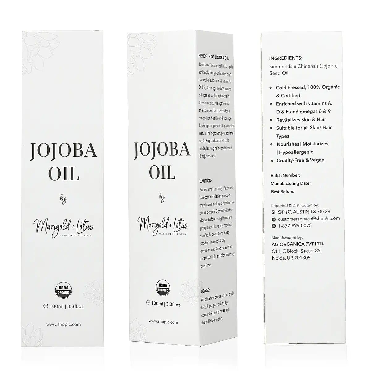 Jojoba Oil Organic Cold Pressed 3.3 oz-USDA Certified 100% Pure Organic for Hair Face Body Skin Natural Moisturizer Hexane-Free Reduce Stretch Marks Vitamin E Carrier Oils Christmas Gifts - Image 8