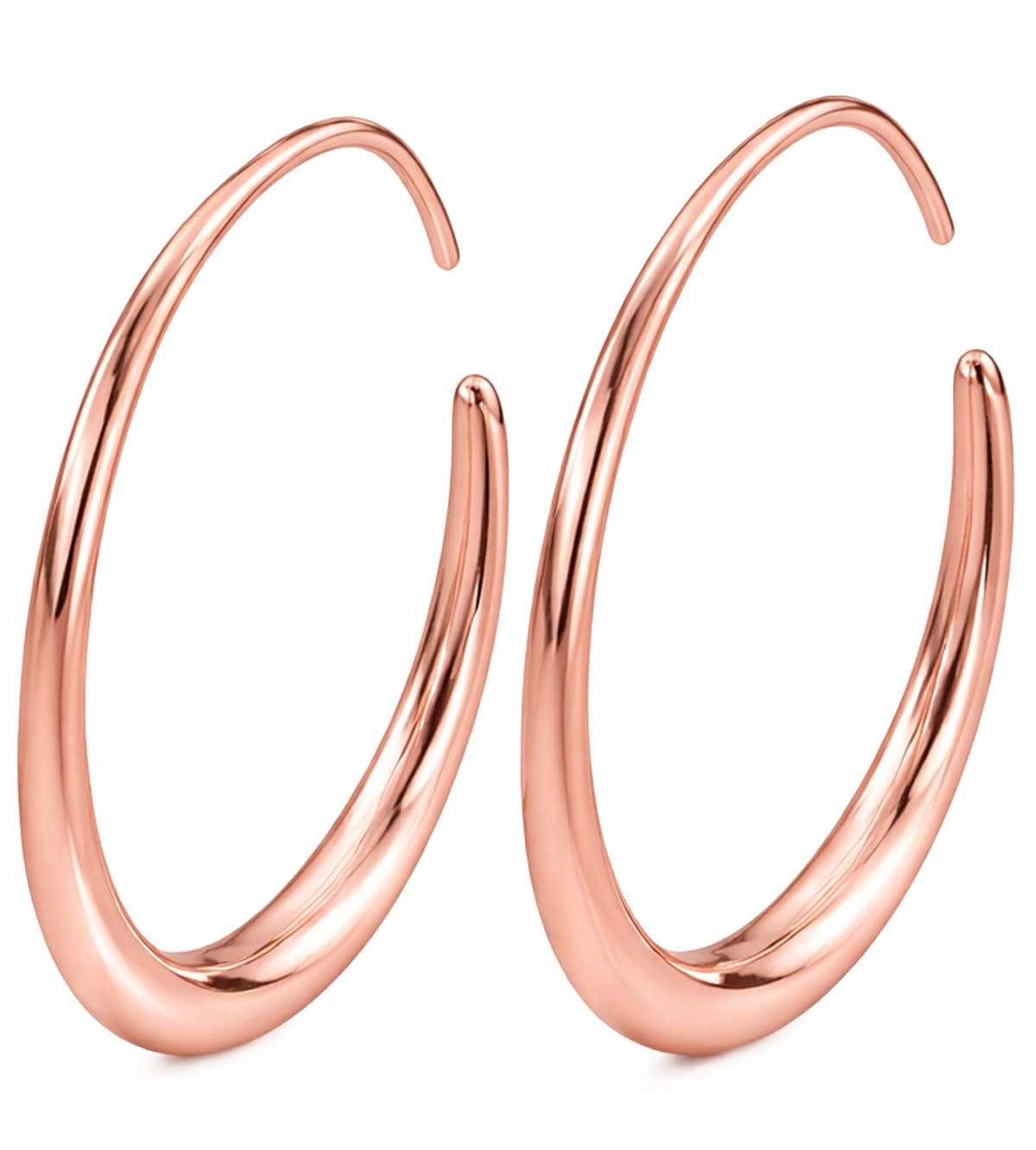 Lightweight Teardrop Gold Hoop Earrings for Women - ION Plated Gold Earrings for Women Stainless Steel Large Oval Curved - High Polished Statement Jewelry Gifts