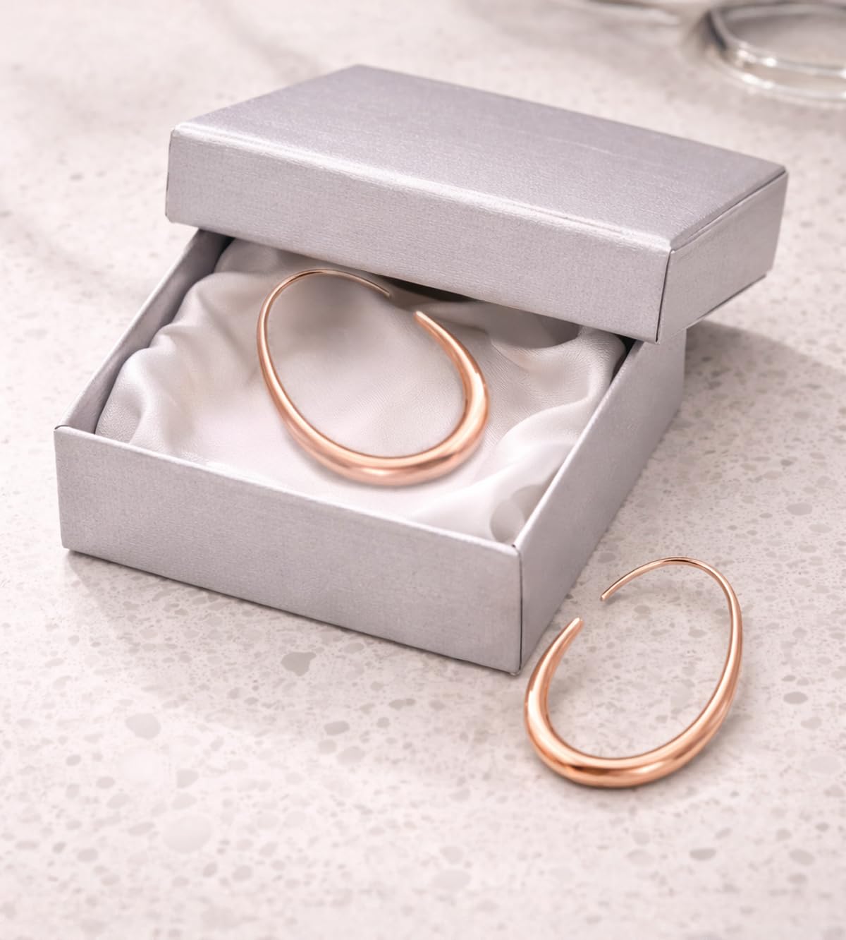 Lightweight Teardrop Gold Hoop Earrings for Women - ION Plated Gold Earrings for Women Stainless Steel Large Oval Curved - High Polished Statement Jewelry Gifts - Image 6