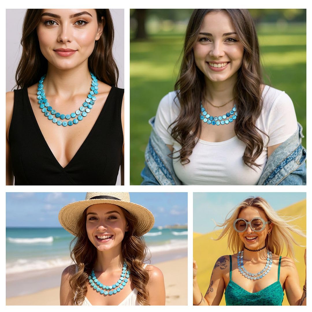 Long Beaded Necklaces for Women - Boho Necklaces for Women Chunky Western Shell- Colorful Beads Beachy Summer Costume Jewelry - Engagement 46 Inches Anniversary Birthday Christmas Gifts for Women - Image 2