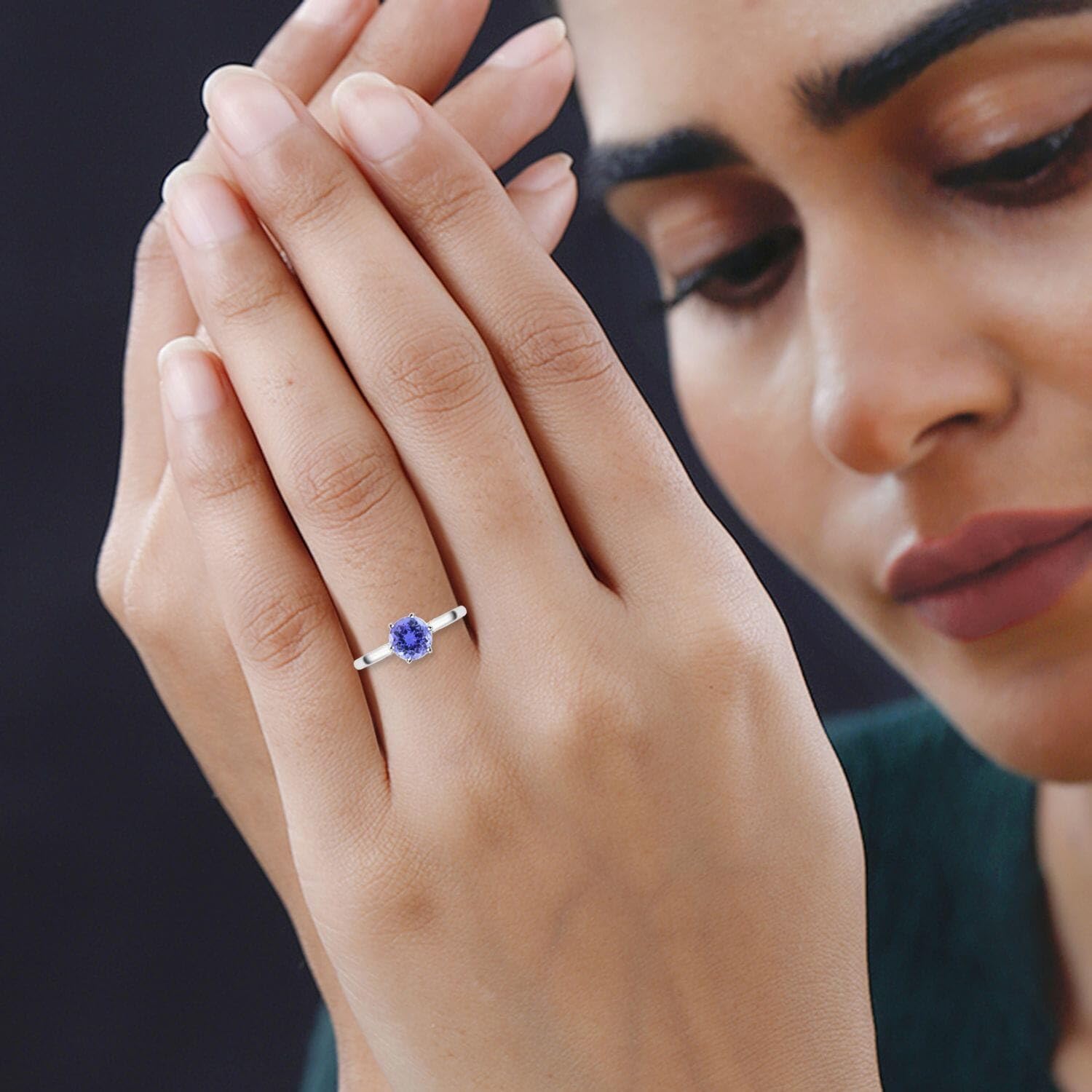 LUXORO AAA Blue Tanzanite White Diamond 14K White Gold Ring for Women Jewelry Ct 2.27 G-H Color I3 Clarity Birthday Christmas Gifts - Image 3