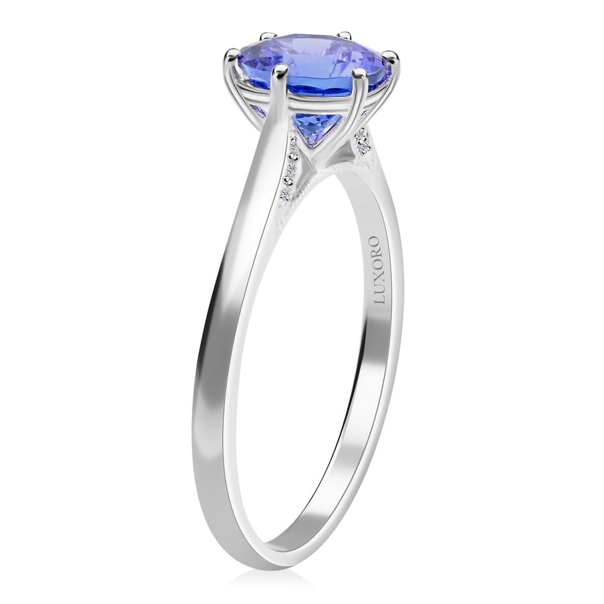 LUXORO AAA Blue Tanzanite White Diamond 14K White Gold Ring for Women Jewelry Ct 2.27 G-H Color I3 Clarity Birthday Christmas Gifts - Image 4