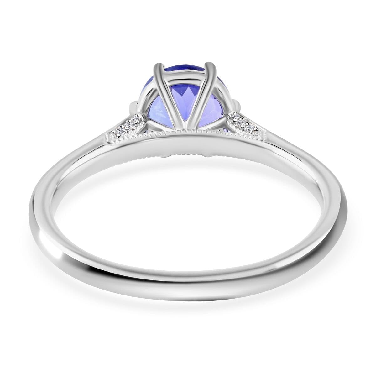 LUXORO AAA Blue Tanzanite White Diamond 14K White Gold Ring for Women Jewelry Ct 2.27 G-H Color I3 Clarity Birthday Christmas Gifts - Image 5