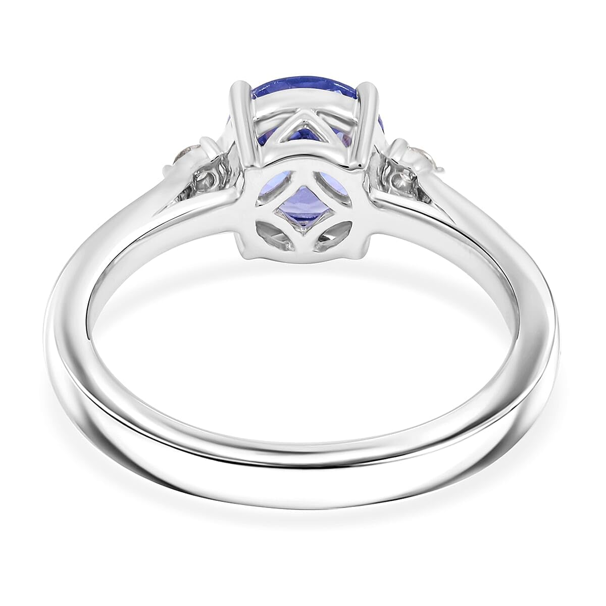 LUXORO AAA Blue Tanzanite White Diamond Round 10K White Gold Ring for Women Jewelry Birthday Gifts Size 8 Ct 1.32 - Image 5