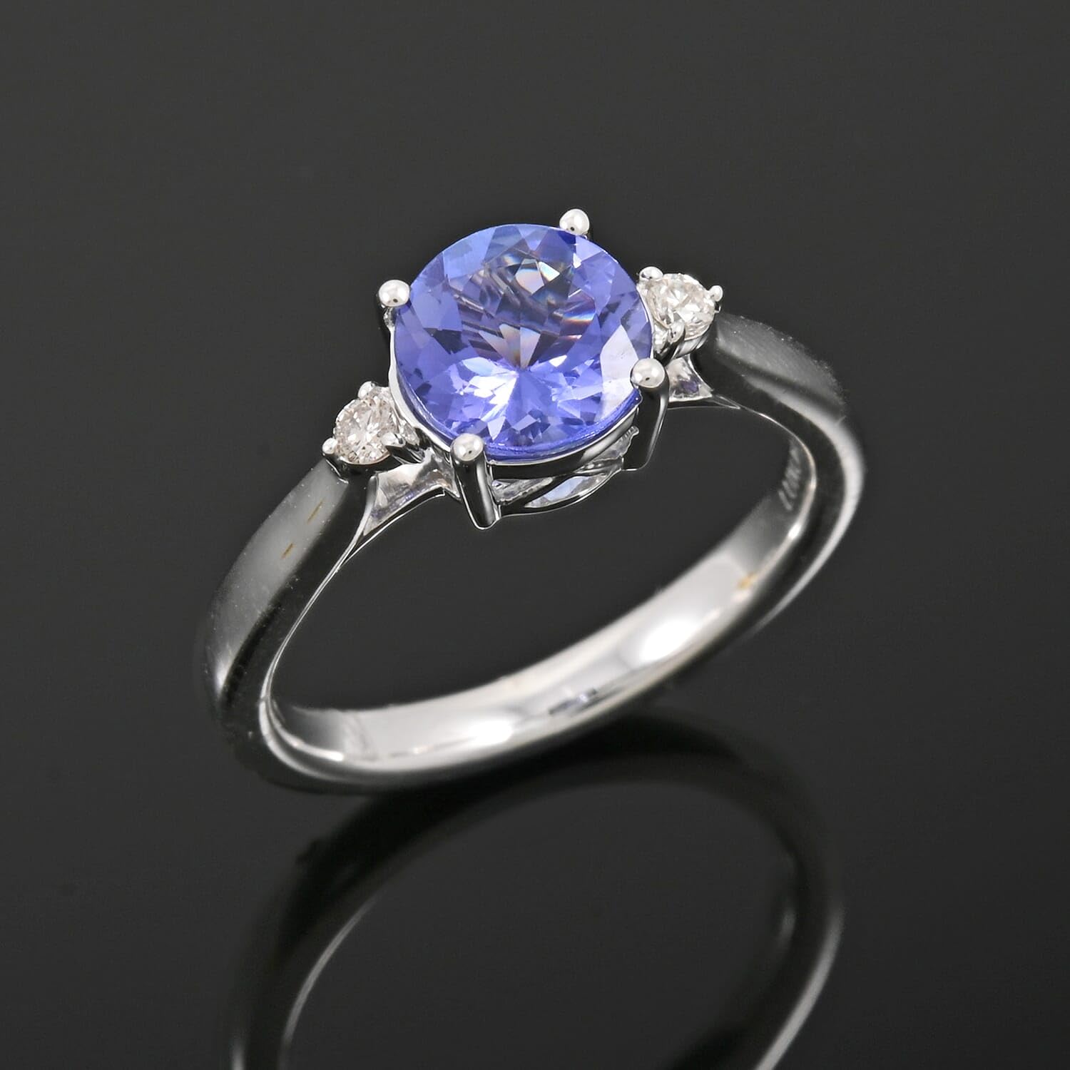 LUXORO AAA Blue Tanzanite White Diamond Round 10K White Gold Ring for Women Jewelry Birthday Gifts Size 7 Ct 1.32 - Image 2