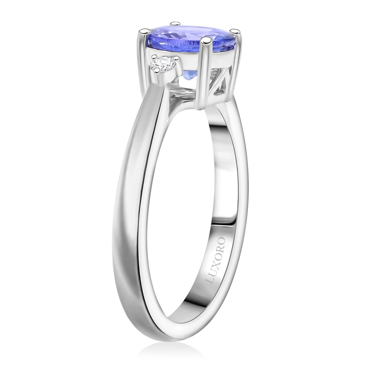 LUXORO AAA Blue Tanzanite White Diamond Round 10K White Gold Ring for Women Jewelry Birthday Gifts Size 7 Ct 1.32 - Image 4