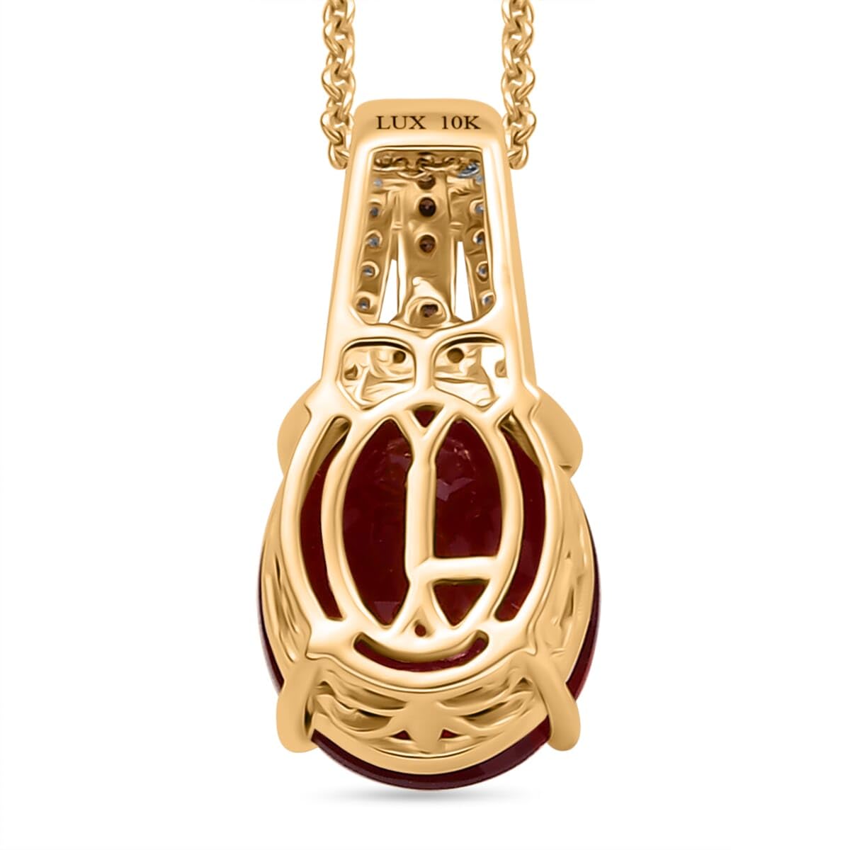 LUXORO AAA Cherry Multi Gemstone Fire Opal Oval 10K Yellow Gold Pendant Necklace for Women Jewelry Birthday Christmas Gifts Size 18 Inches Ct 2.72 - Image 4