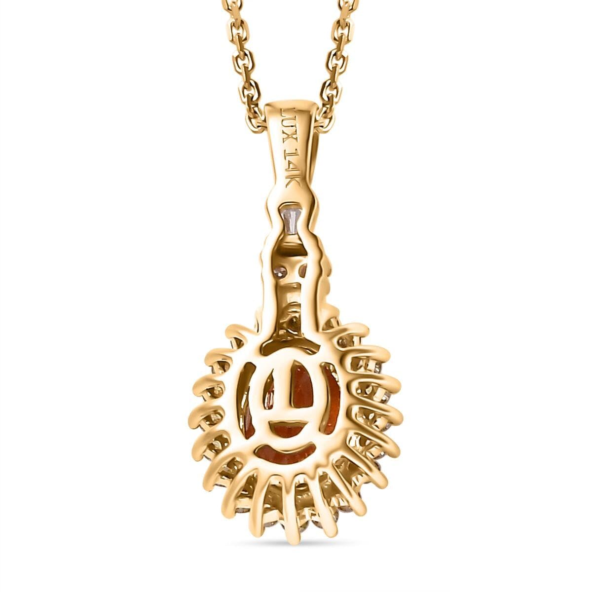 LUXORO AAA Garnet White Diamond Oval 14K Yellow Gold Pendant Necklace for Women Jewelry Birthday Gifts Size 18" Ct 1.56 G-H Color I3 Clarity - Image 5