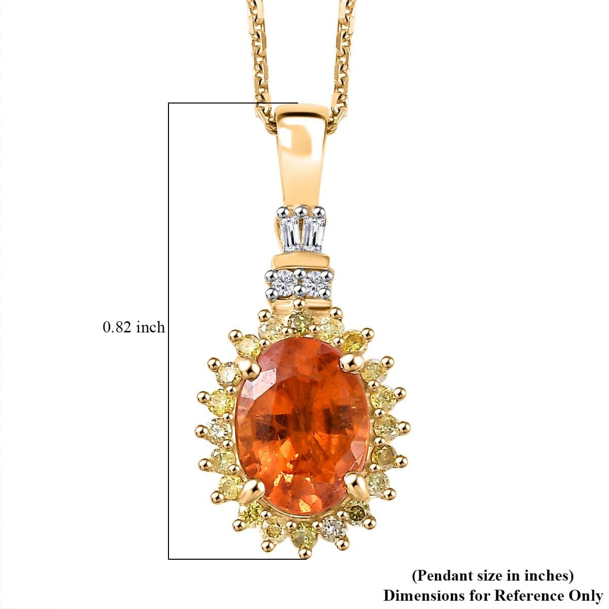 LUXORO AAA Garnet White Diamond Oval 14K Yellow Gold Pendant Necklace for Women Jewelry Birthday Gifts Size 18" Ct 1.56 G-H Color I3 Clarity - Image 6
