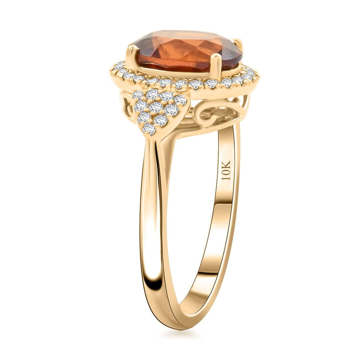 LUXORO AAA Honey Garnet White Diamond Oval 10K Yellow Gold Halo Ring for Women Jewelry Birthday Gifts Size 7 Ct 3.14 G-H Color I2 Clarity - Image 4