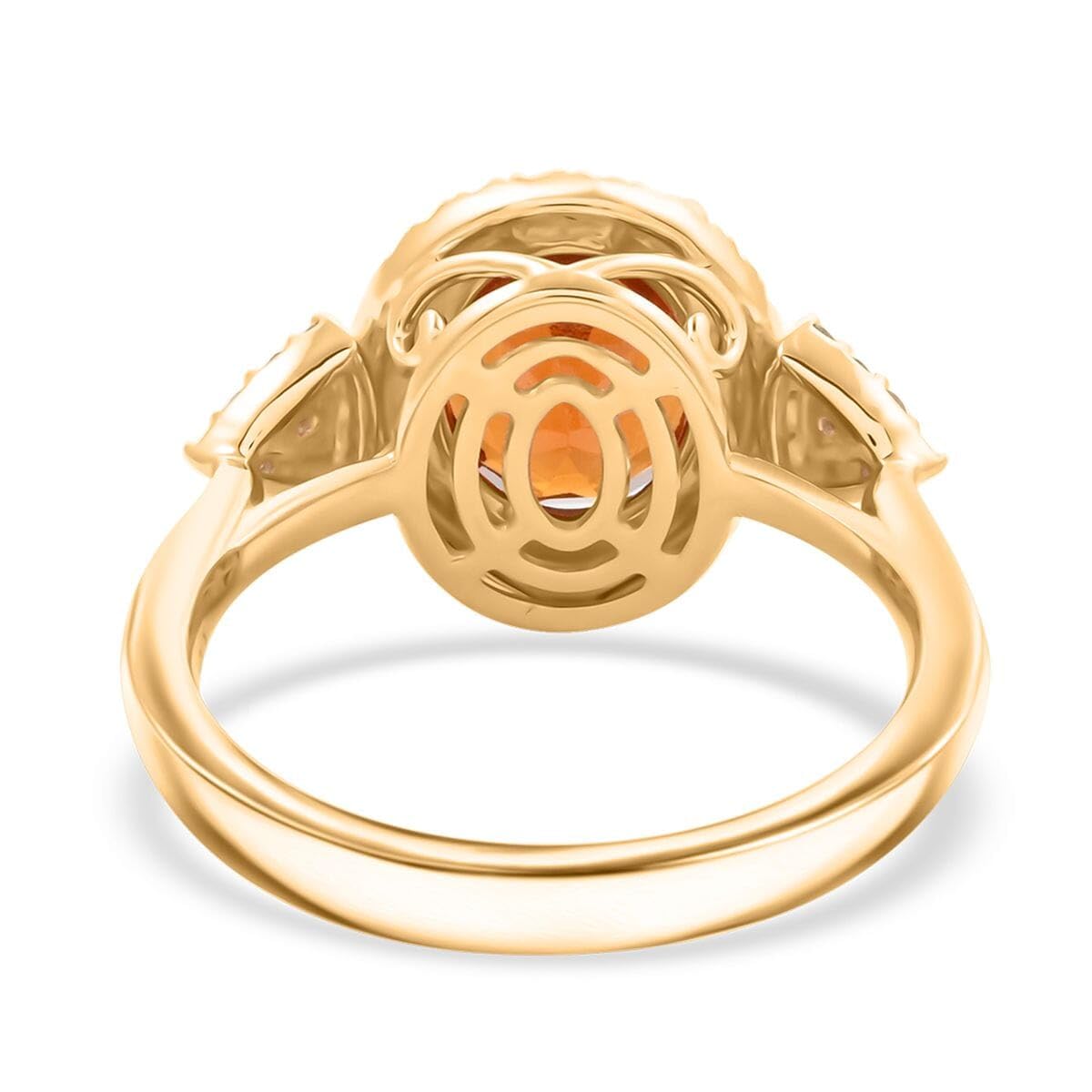 LUXORO AAA Honey Garnet White Diamond Oval 10K Yellow Gold Halo Ring for Women Jewelry Birthday Gifts Size 7 Ct 3.14 G-H Color I2 Clarity - Image 5