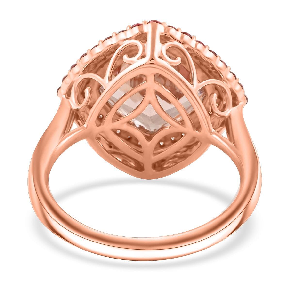 LUXORO AAA Morganite Padparadscha Sapphire White Diamond Cushion 10K Rose Gold Halo Ring for Women Jewelry Birthday Christmas Gifts Size 7 Ct 3.36 G-H Color I2 Clarity - Image 5