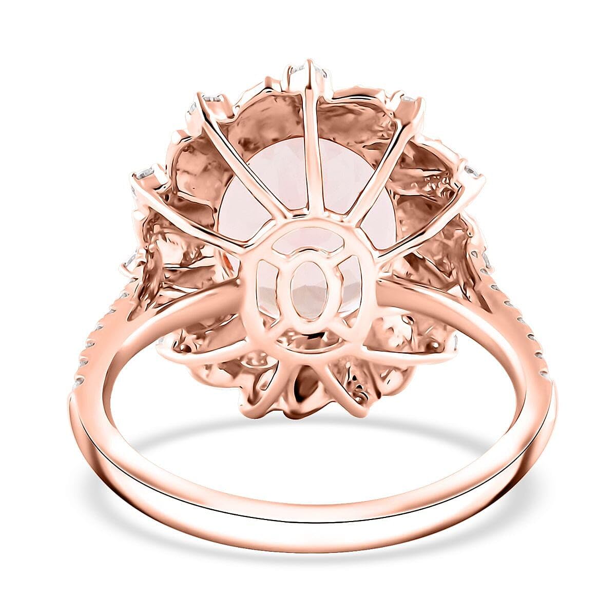 LUXORO AAA Morganite White Diamond 10K Rose Gold Flower Ring for Women Jewelry Ct 3.66 G-H Color I3 Clarity Birthday Christmas Gifts - Image 5