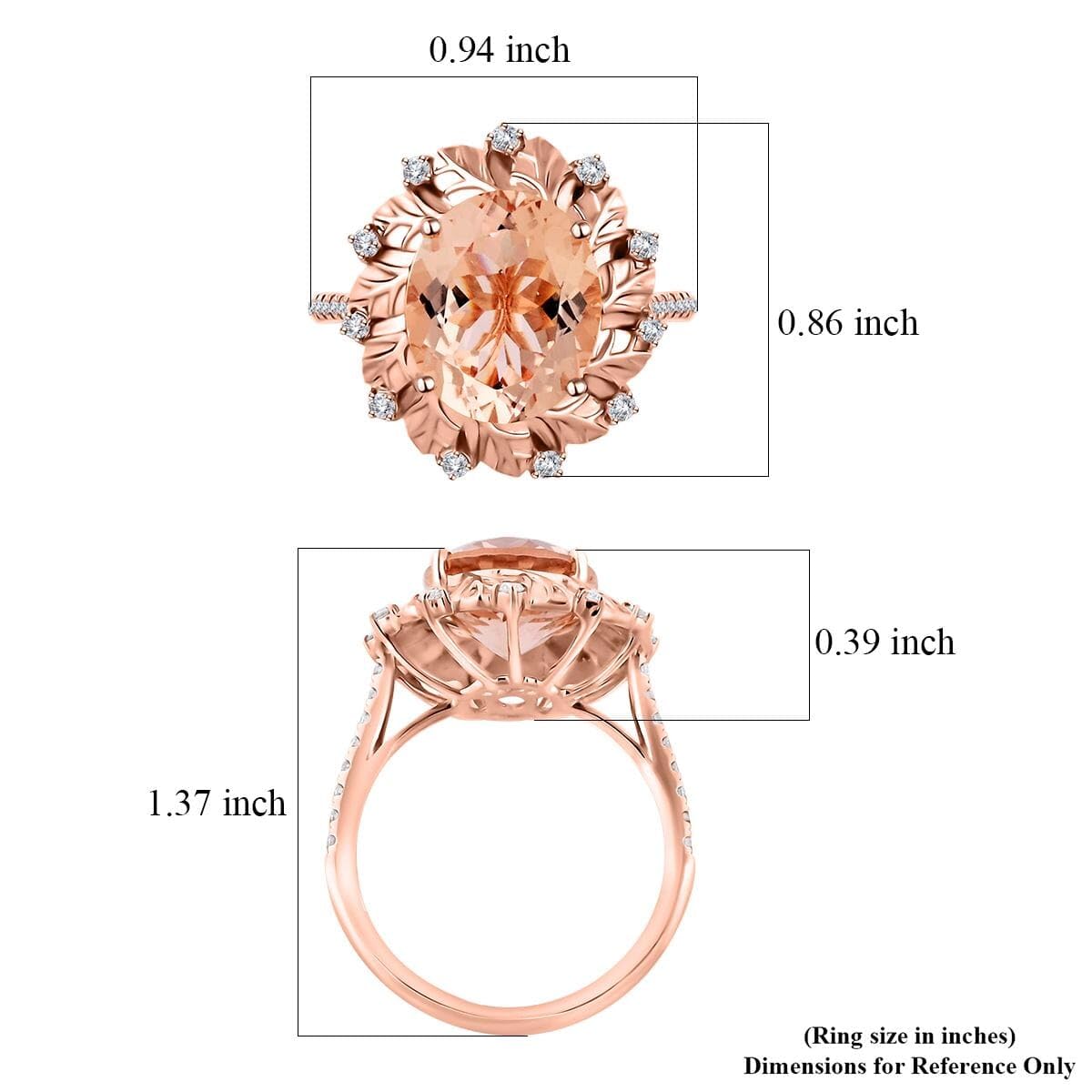 LUXORO AAA Morganite White Diamond 10K Rose Gold Flower Ring for Women Jewelry Ct 3.66 G-H Color I3 Clarity Birthday Christmas Gifts - Image 6