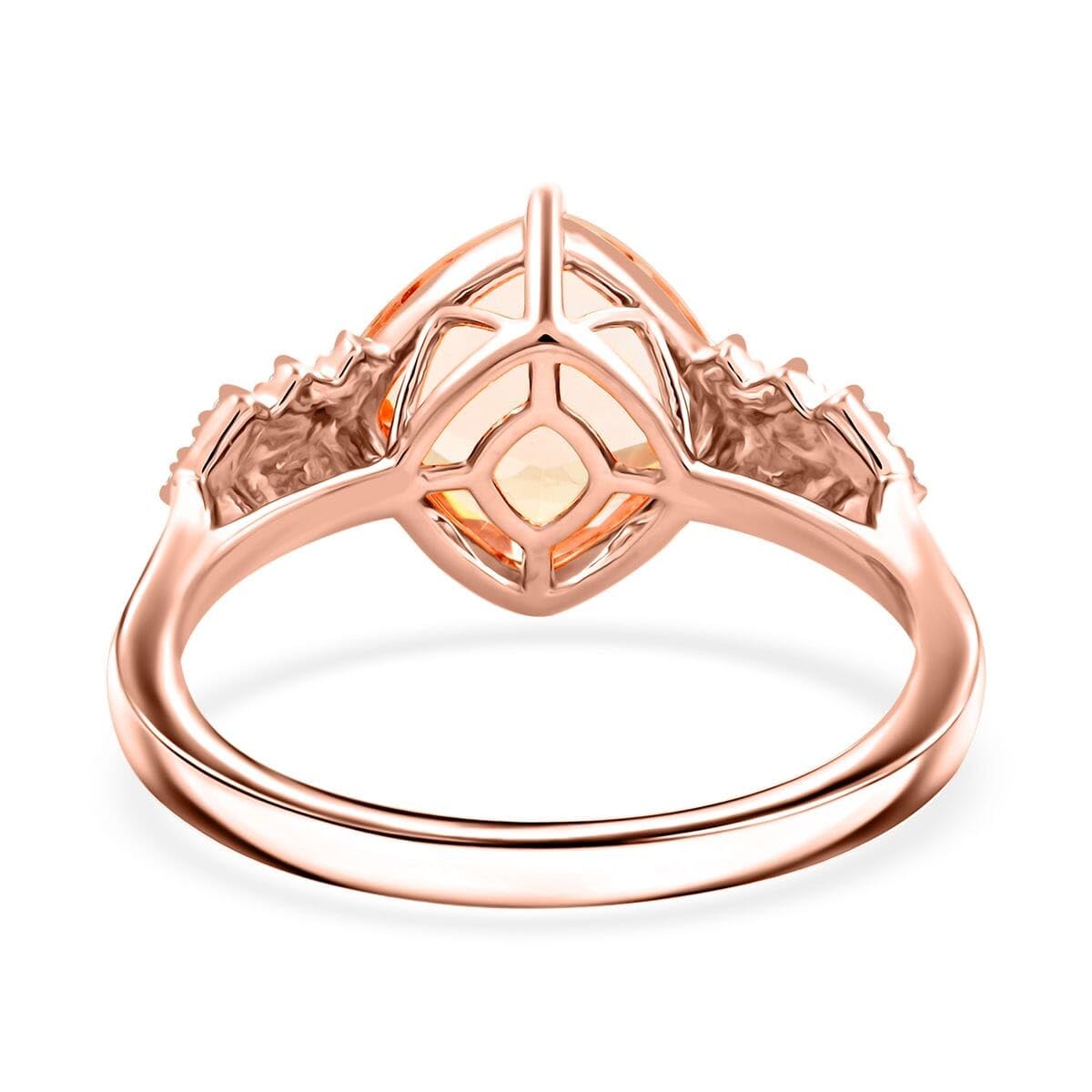 LUXORO AAA Morganite White Diamond 10K Rose Gold Ring for Women Jewelry Ct 3.15 G-H Color I3 Clarity Birthday Christmas Gifts - Image 5
