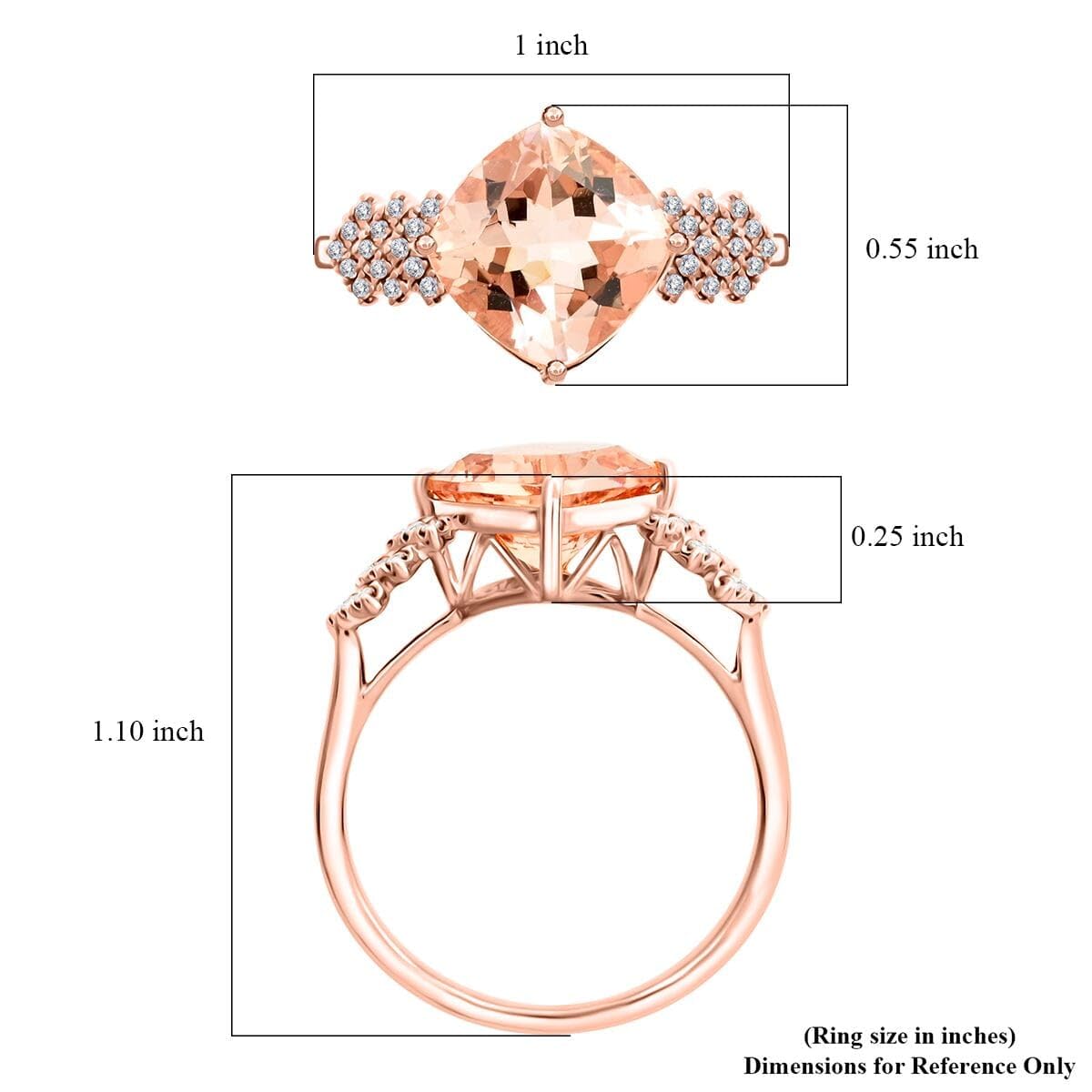 LUXORO AAA Morganite White Diamond 10K Rose Gold Ring for Women Jewelry Ct 3.15 G-H Color I3 Clarity Birthday Christmas Gifts - Image 6