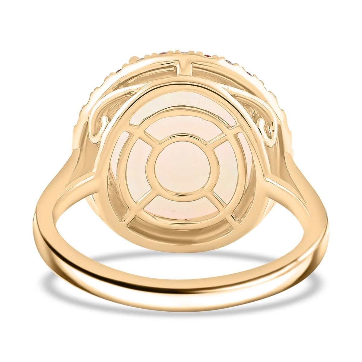 LUXORO AAA Opal 14K Yellow Gold Bridal Anniversary Halo Ring for Women Jewelry Birthday Christmas Gifts Ct 6.03 G-H Color I2 Clarity - Image 5