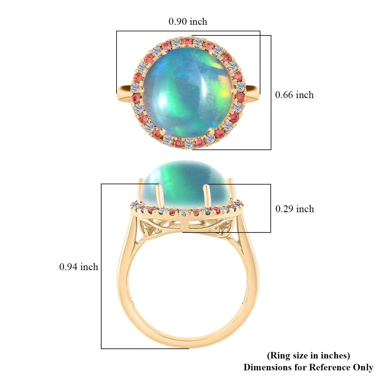 LUXORO AAA Opal 14K Yellow Gold Bridal Anniversary Halo Ring for Women Jewelry Birthday Christmas Gifts Ct 6.03 G-H Color I2 Clarity - Image 6