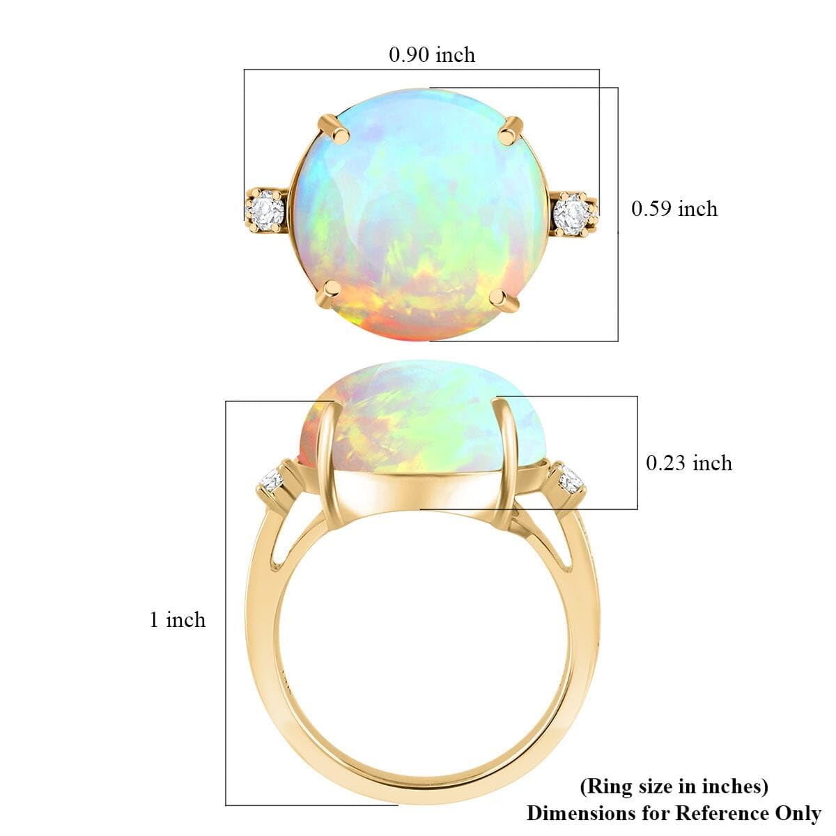 LUXORO AAA Opal White Diamond Round 14K Yellow Gold Ring for Women Jewelry Birthday Gifts Size 7 Ct 5.98 - Image 6