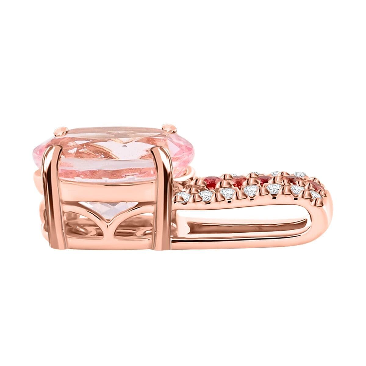 LUXORO AAA Pink Morganite Multi Gemstone Oval 10K Rose Gold Bridal Anniversary Pendant for Women Jewelry Birthday Christmas Gifts Ct 2.27 G-H Color I2 Clarity - Image 4