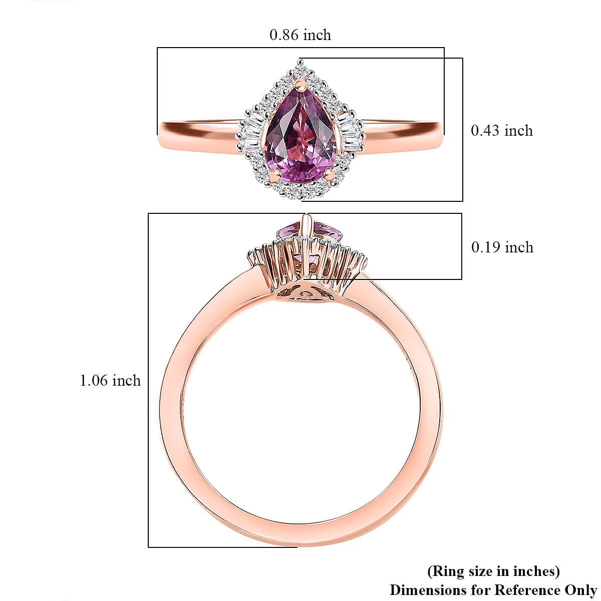 LUXORO AAA Purple Sapphire and GH I2 Diamond 0.90 ctw Halo Ring in 10K Rose Gold Size 9 Christmas Gifts - Image 3