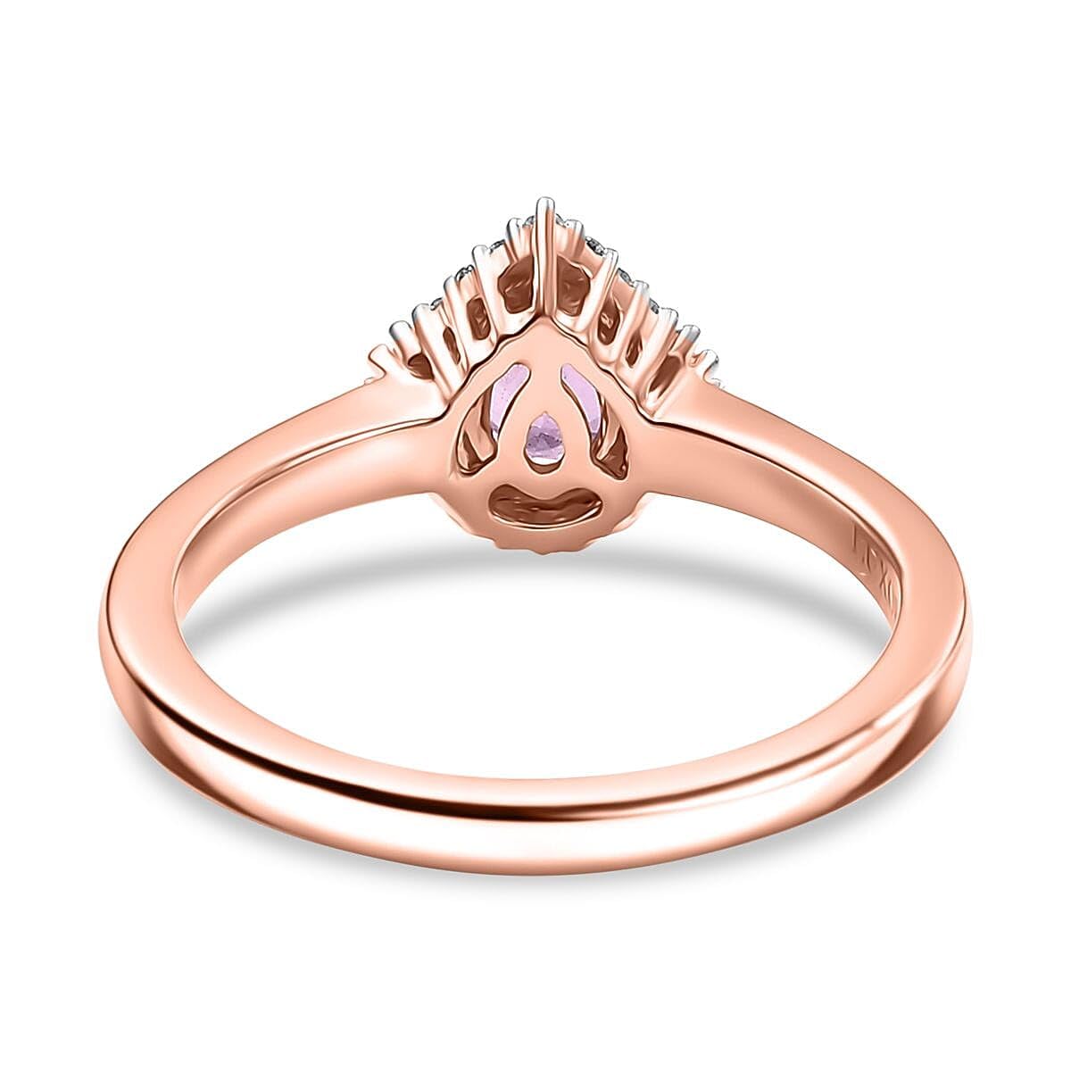 LUXORO AAA Purple Sapphire White Diamond Pear 10K Rose Gold Halo Ring for Women Jewelry Size 7 Ct 0.76 G-H Color I2 Clarity Birthday Christmas Gifts - Image 5
