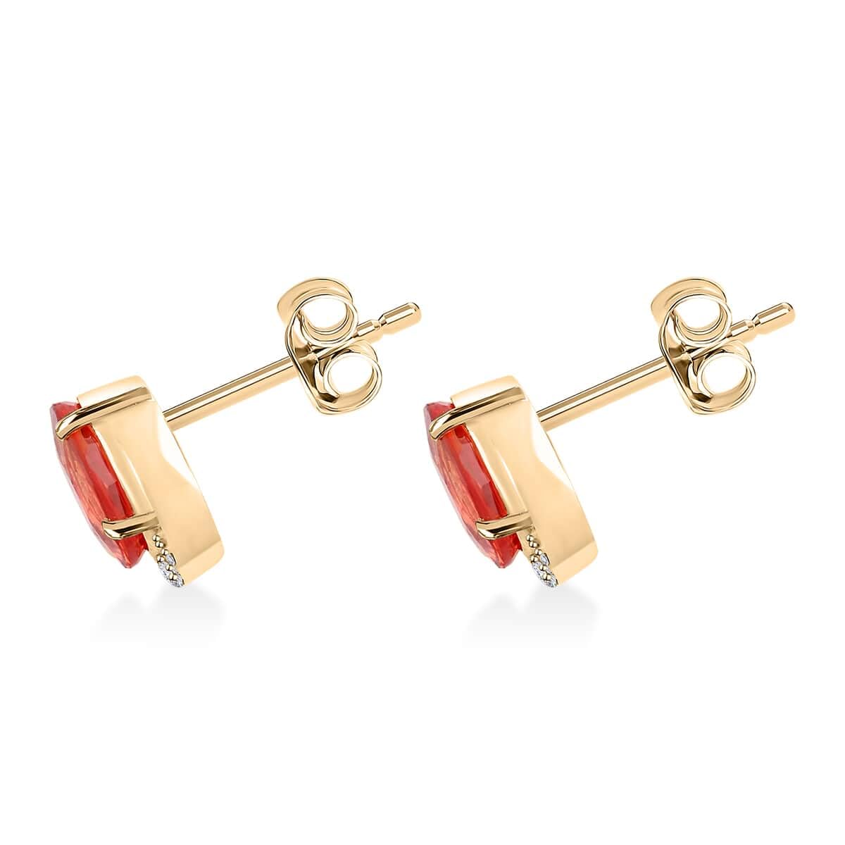 LUXORO AAA Red Sapphire White Diamond Oval 10K Yellow Gold Stud Solitaire Earrings for Women Jewelry Birthday Christmas Gifts Ct 1.81 G-H Color I3 Clarity - Image 3