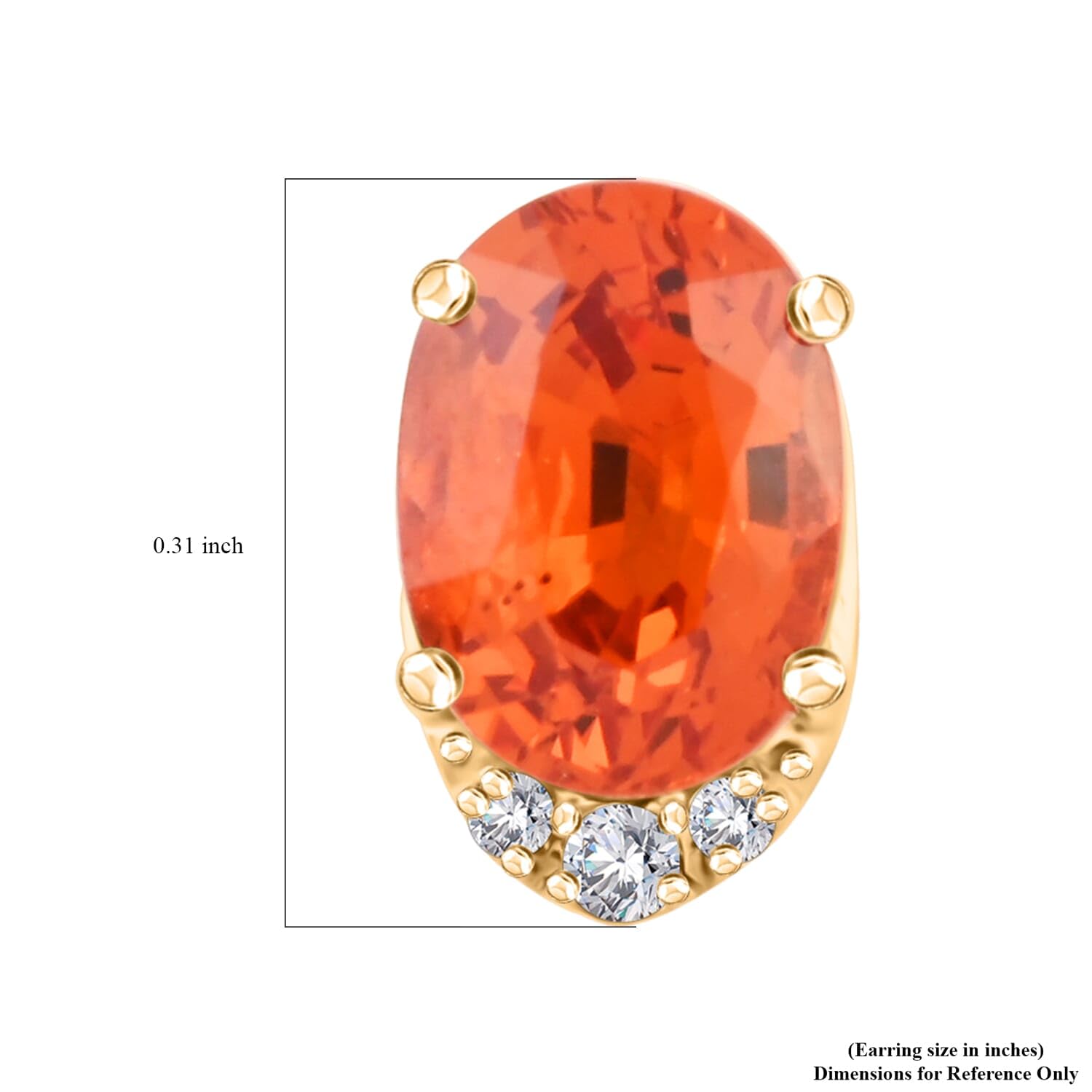 LUXORO AAA Red Sapphire White Diamond Oval 10K Yellow Gold Stud Solitaire Earrings for Women Jewelry Birthday Christmas Gifts Ct 1.81 G-H Color I3 Clarity - Image 4