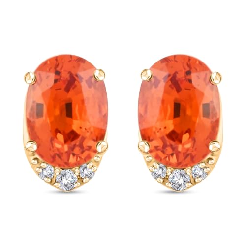 LUXORO AAA Red Sapphire White Diamond Oval 10K Yellow Gold Stud Solitaire Earrings for Women Jewelry Birthday Christmas Gifts Ct 1.81 G-H Color I3 Clarity - Image 5