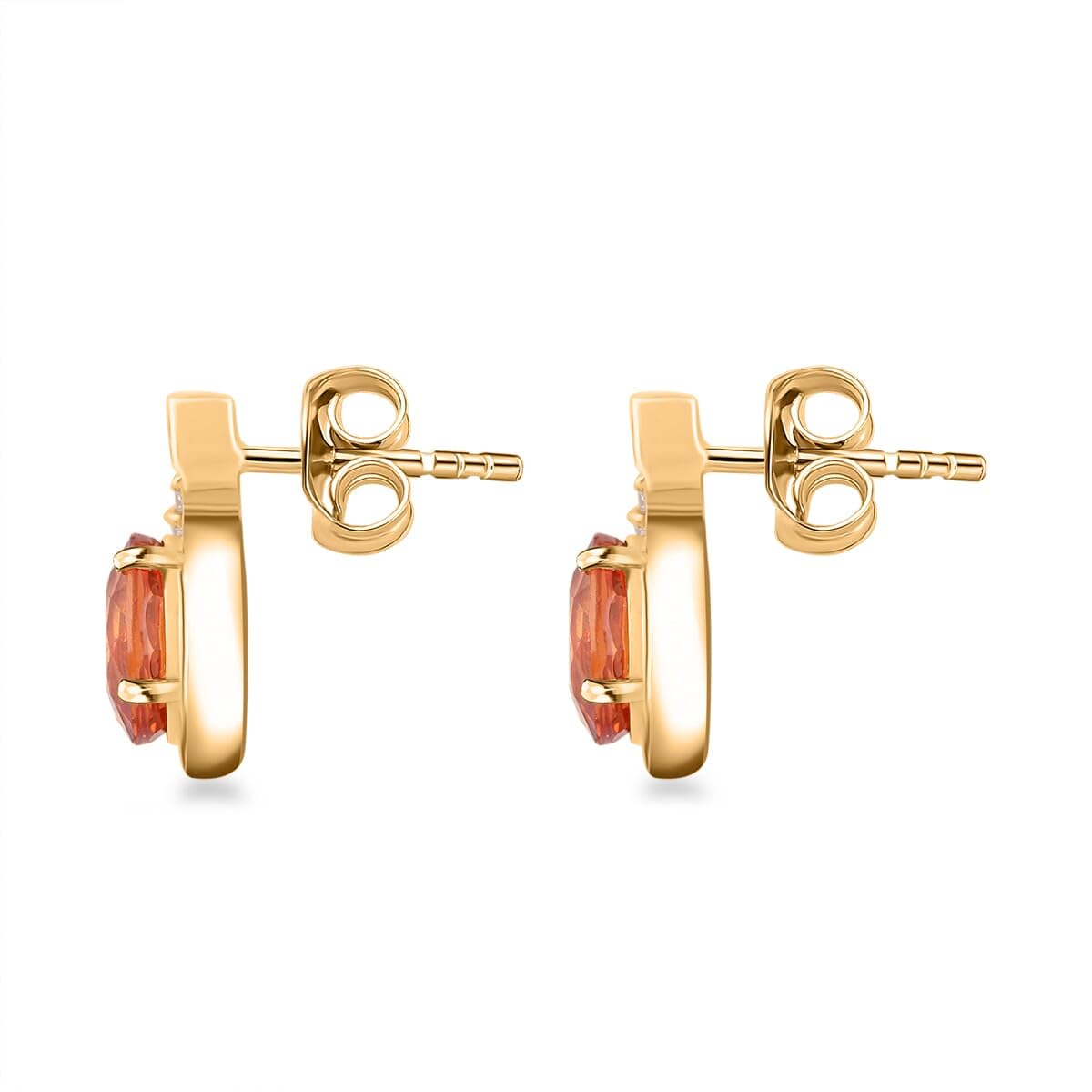 LUXORO AAA Red Sapphire White Diamond Oval 10K Yellow Gold Stud Solitaire Earrings for Women Jewelry Birthday Christmas Gifts Ct 1.87 G-H Color I3 Clarity - Image 4